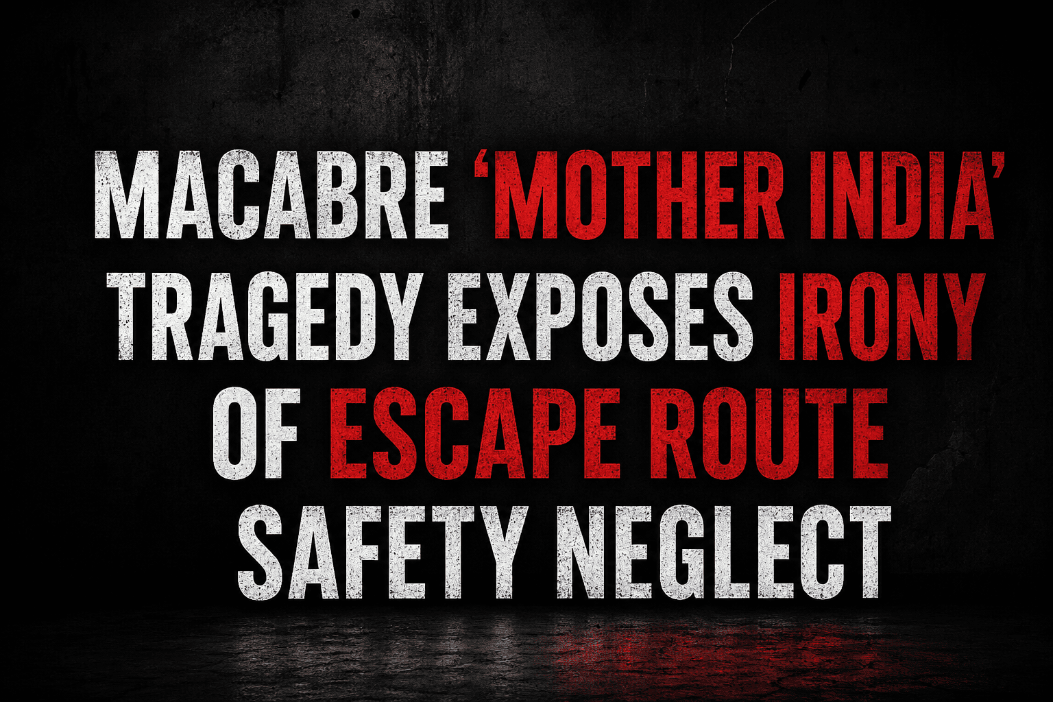 MACABRE ‘MOTHER INDIA’ TRAGEDY EXPOSES IRONY OF ESCAPE ROUTE SAFETY NEGLECT